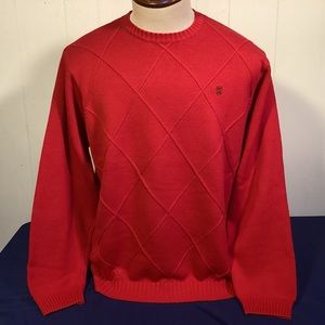 Izod red crewneck cotton sweater mens size Large